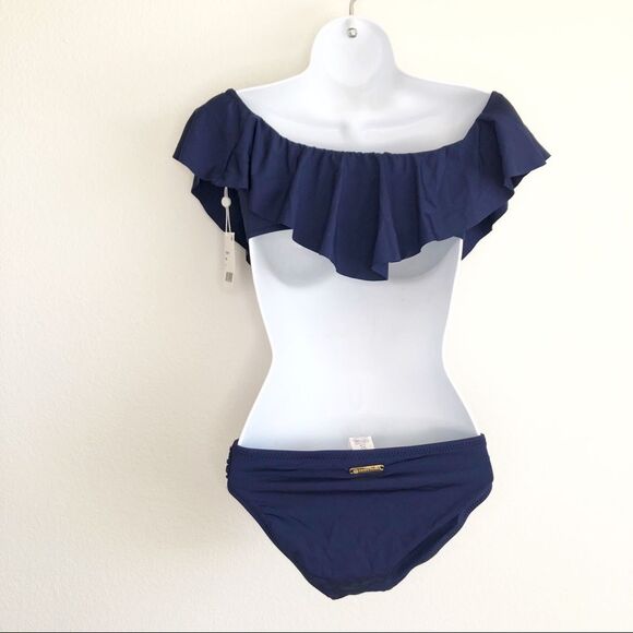Trina Turk Swimsuit Set Indo Off the Shoulder Bikini Top and Bottom Size 4 - Picture 4 of 8